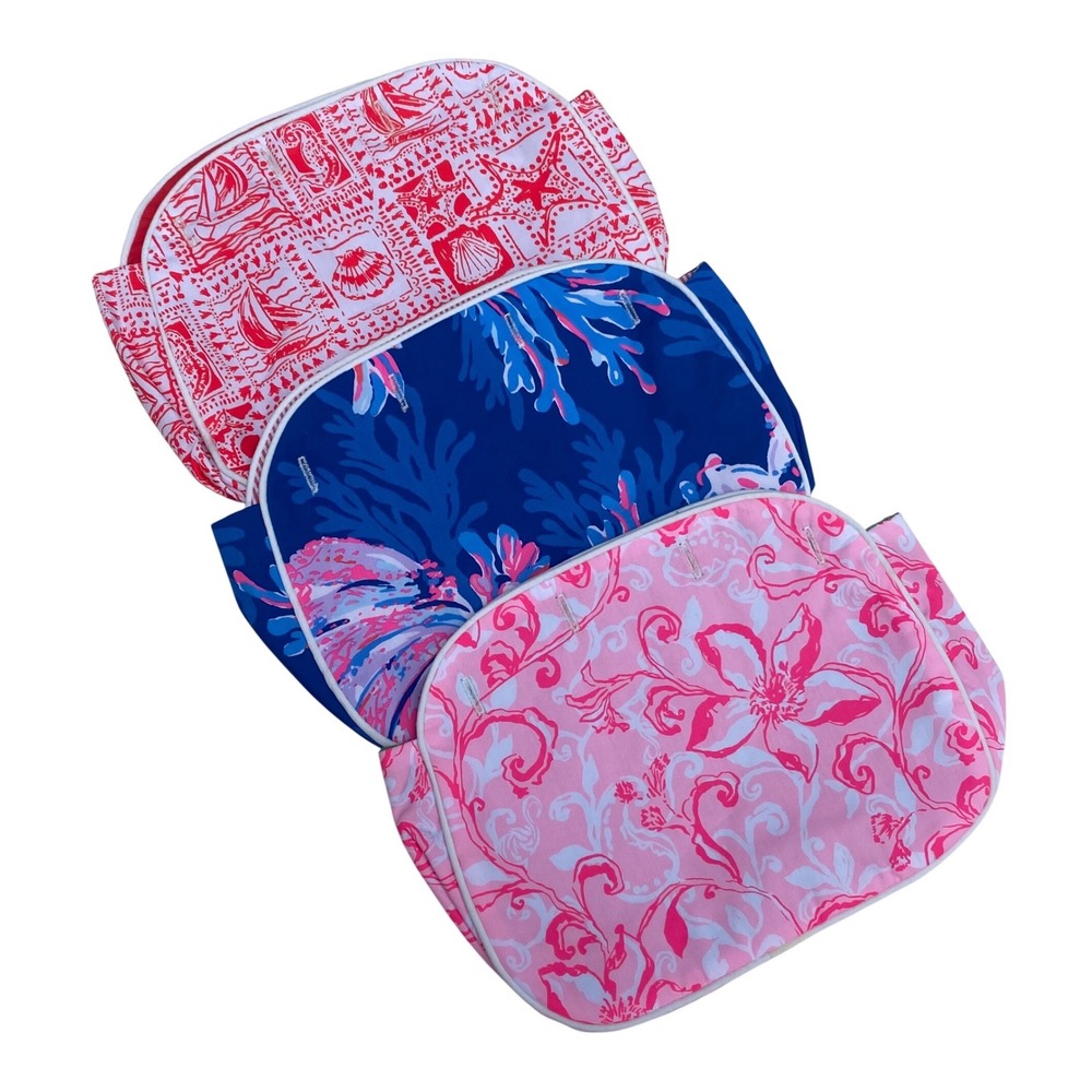 Lilly Pulitzer Bermuda Bag Cover Set Lot of 3 Multi Floral Coral Nautical Preppy